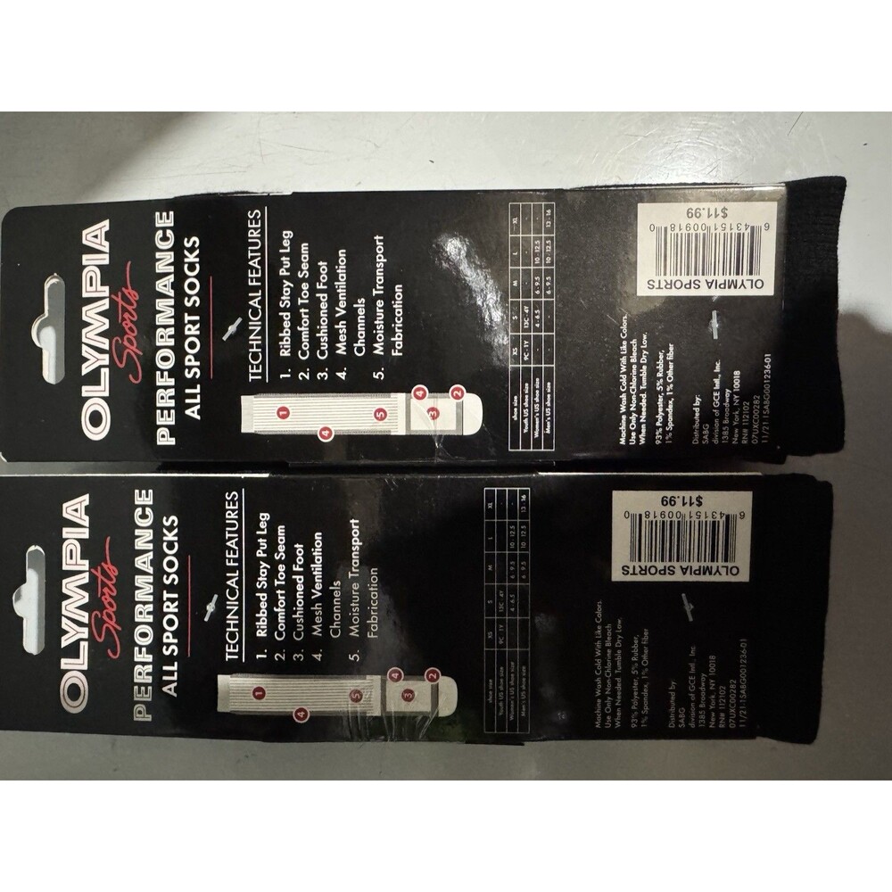 OLYMPIA SPORTS performance socks yth  small Size 13c-4y shoe size 2 PACK 4 Total - Picture 2 of 2